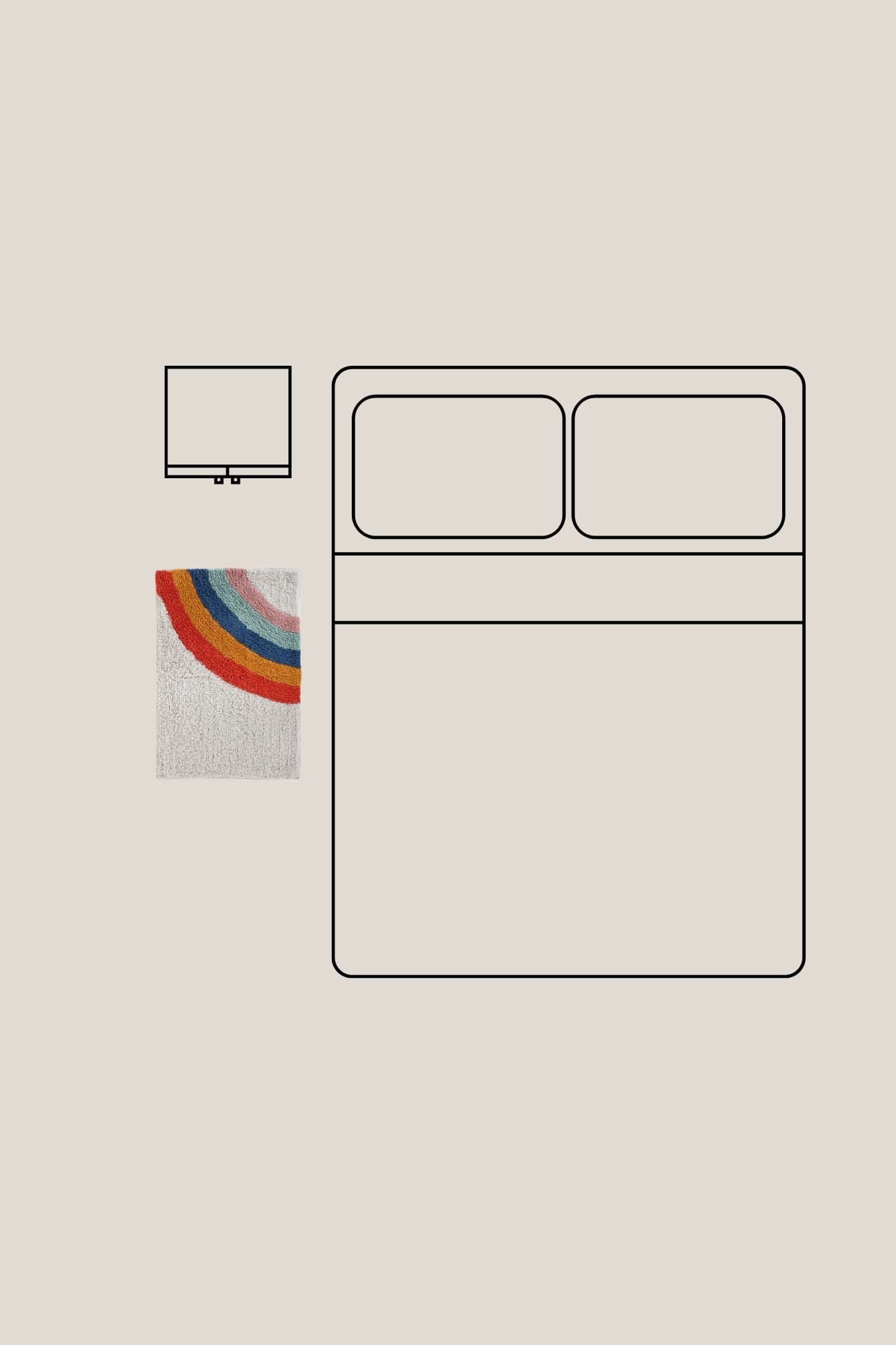 Item International Cal Cal - Tappetino in cotone con arcobaleno 60x40 | Item International