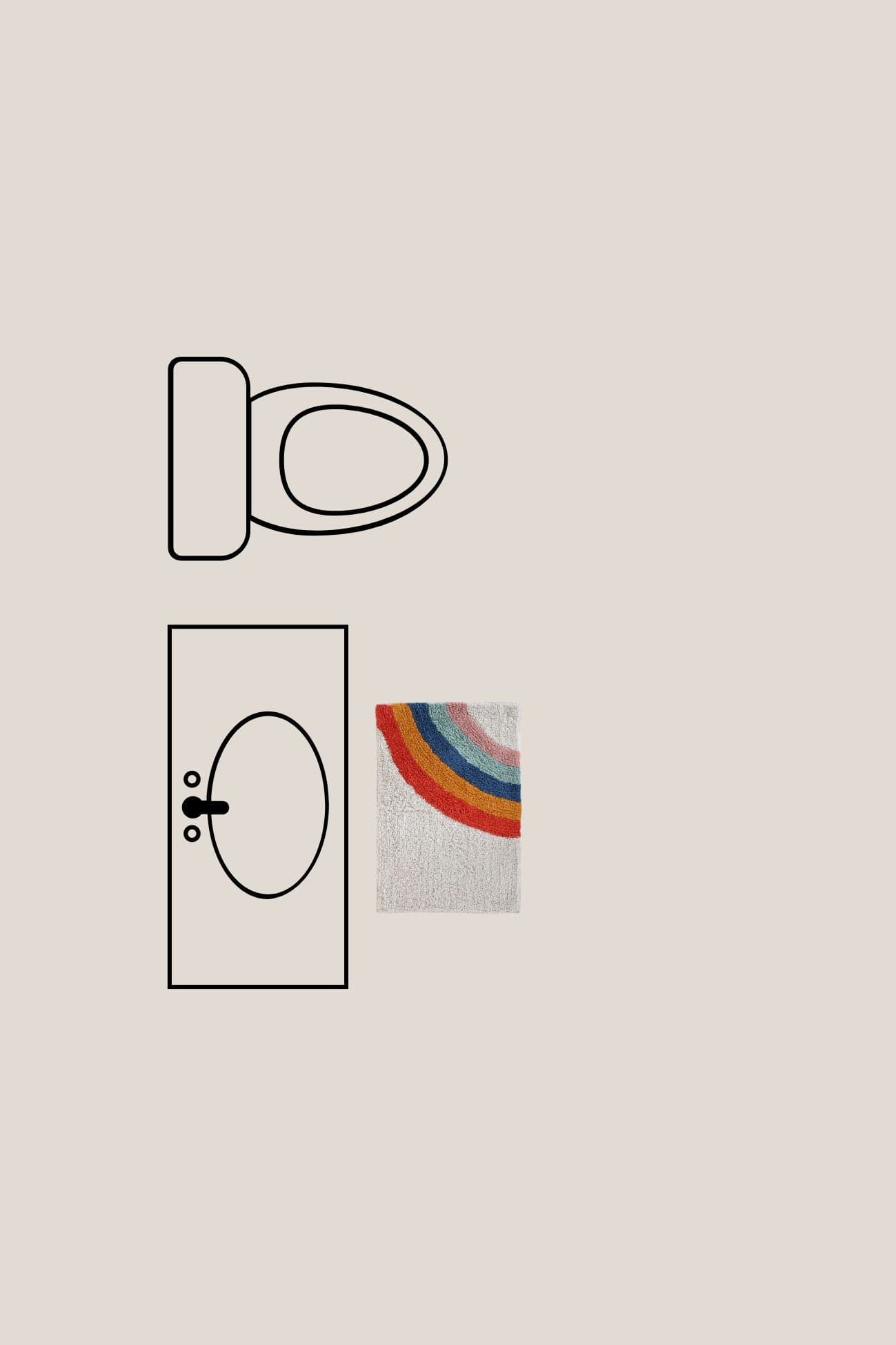 Item International Cal Cal - Tappetino in cotone con arcobaleno 60x40 | Item International