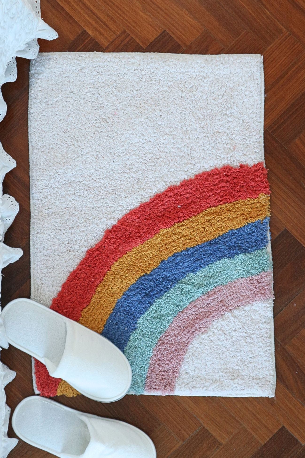 Item International Cal Cal - Tappetino in cotone con arcobaleno 60x40 | Item International