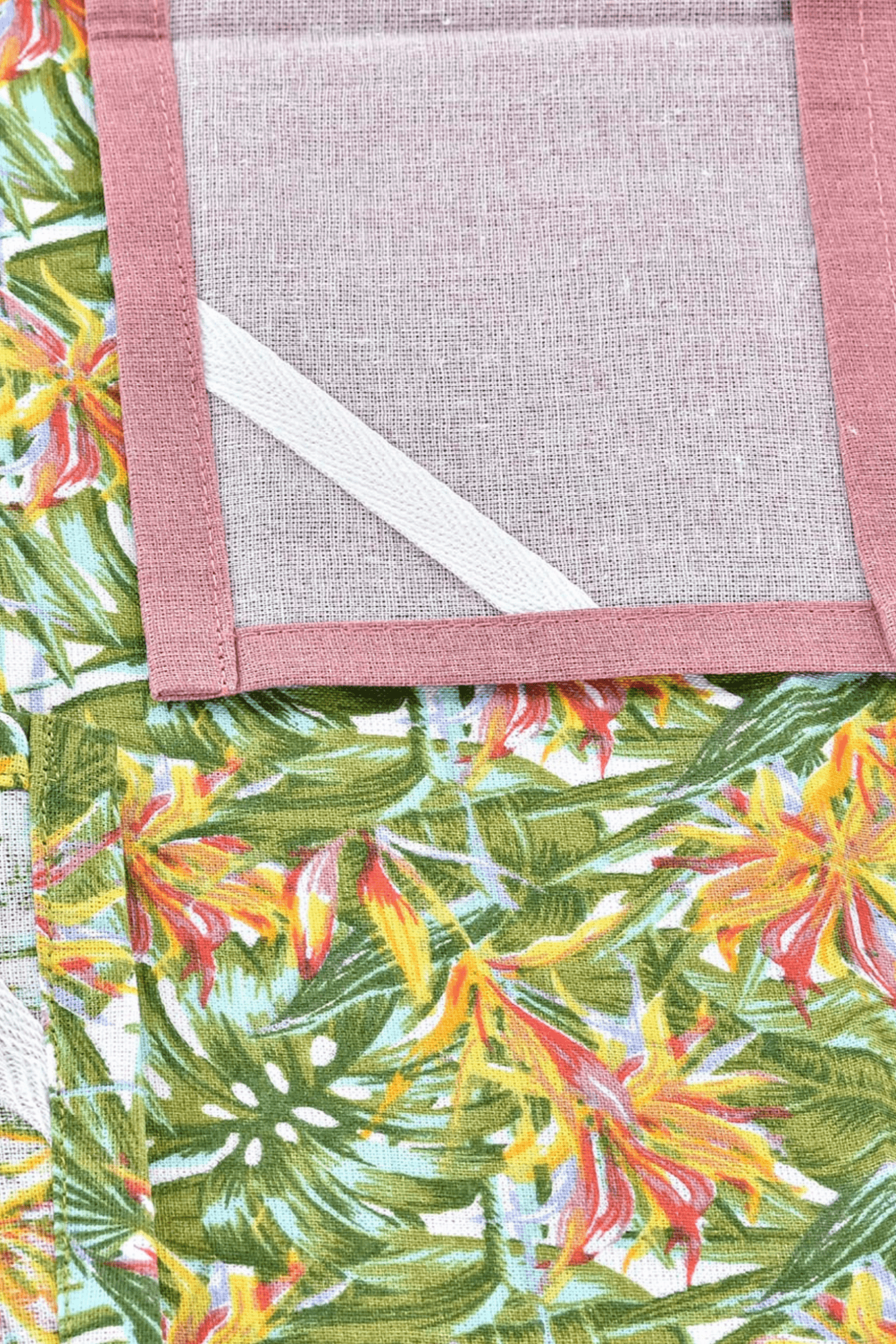 Item International Galia Set di 2 strofinacci in cotone verde e rosa con motivo floreale