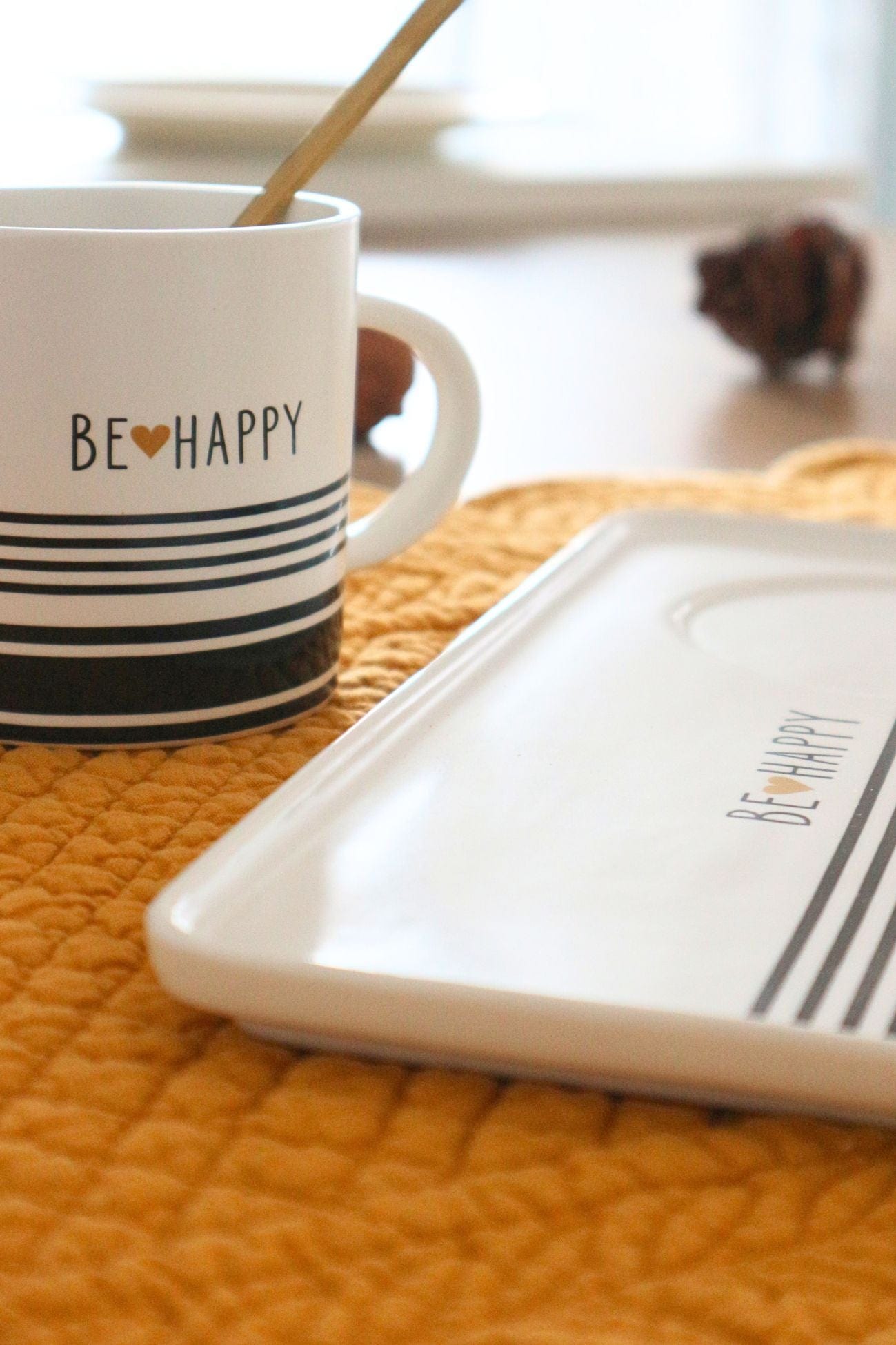 Item International Good Morning Good Morning - Set tazza e piattino in ceramica bianca 350 ml | Item International