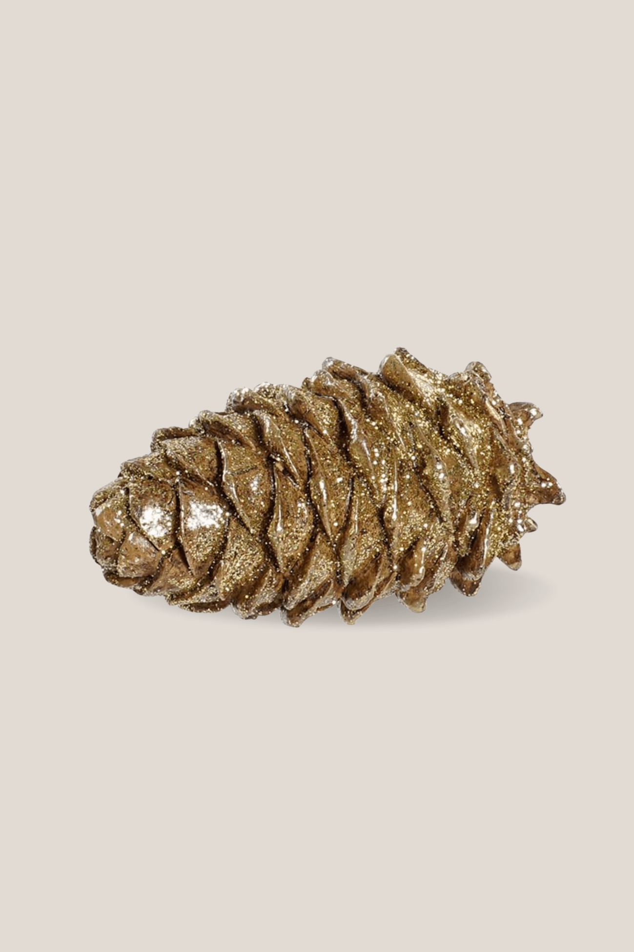 Item International Kotte Pigna decorativa natalizia in resina dorata con glitter