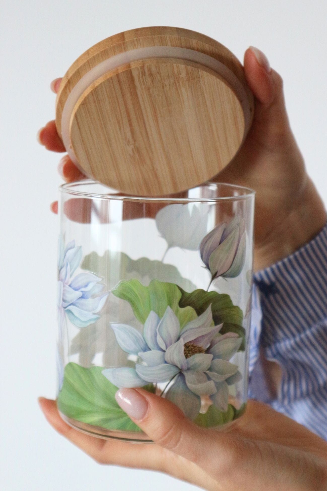 Item International Pitys Pitys - Barattolo in vetro borosilicato con ninfee e foglie | Item International