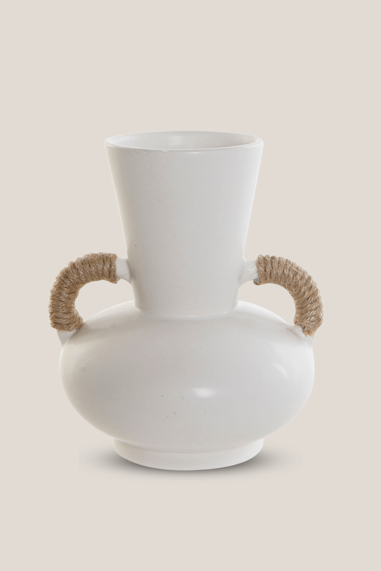 Item International Prover Vaso in ceramica bianca con manici intrecciati