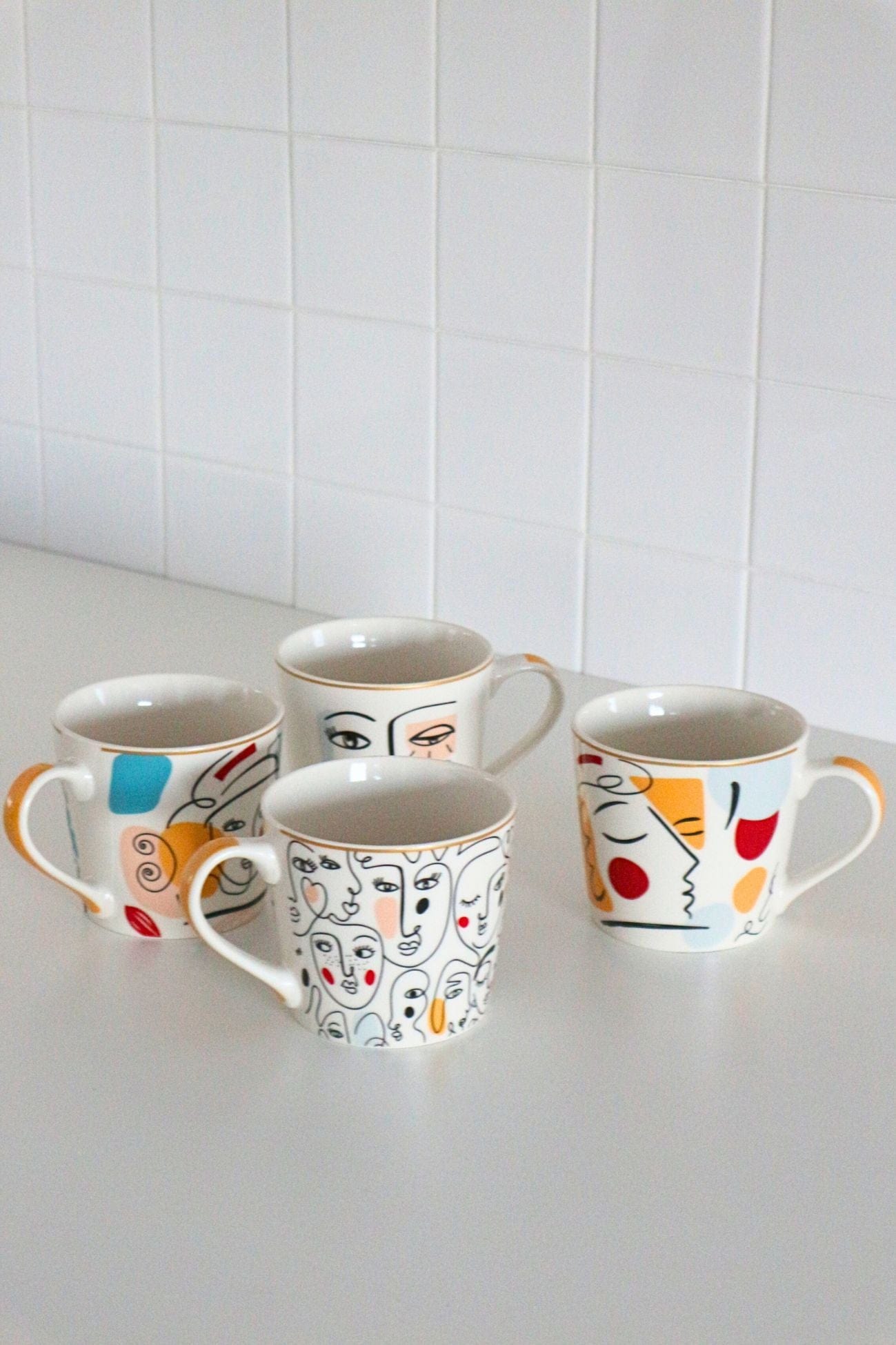 Item International Sable Sable - Set di 4 tazze in porcellana artistica 400 ml | Item International