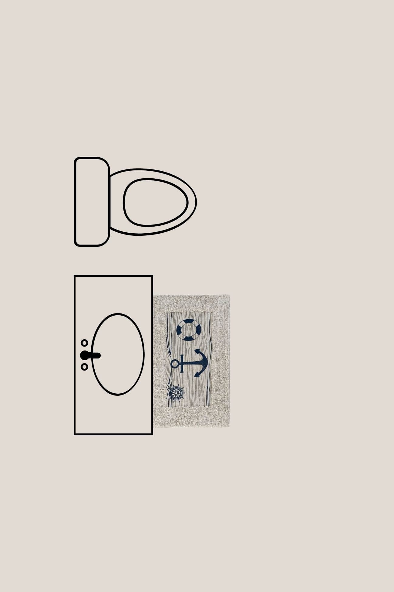 Item International Solon Solon - Tappetino da bagno in cotone con ancora 70x40 | Item International