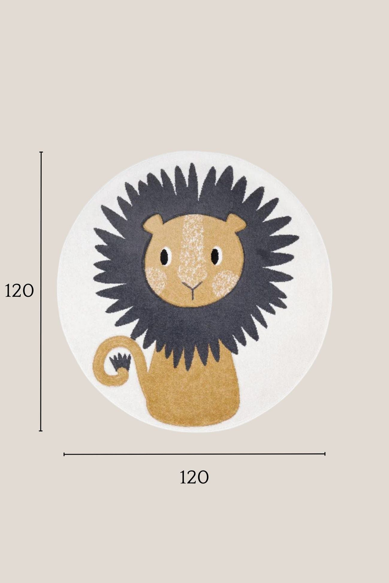 Nattiot Jaggo Jaggo - Tappeto tondo con fantasia leoncino per bambini 120cm | Nattiot