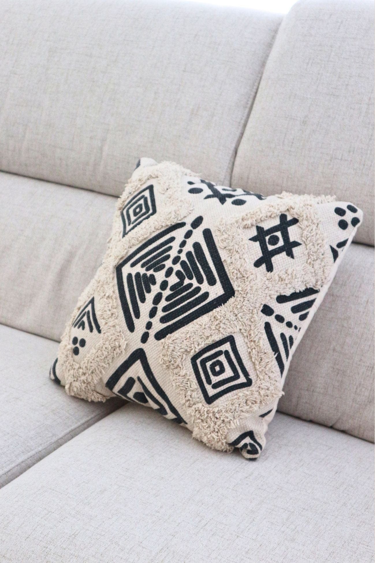 Novità Home Hiero Hiero - Cuscino arredo in cotone beige e nero | Novità Home