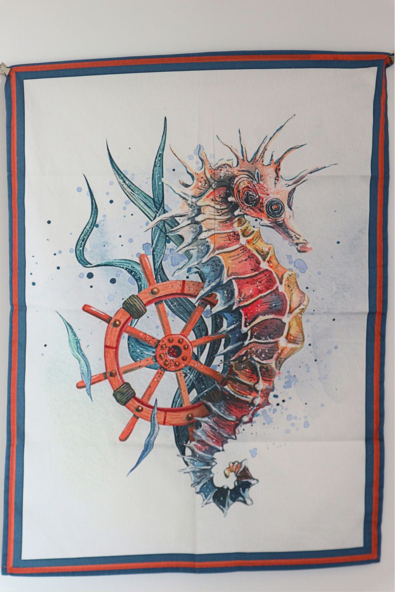 Nuvole di Stoffa Nautilus Nautilus - Canovaccio in cotone in stile marinaro con cavalluccio | Nuvole di Stoffa
