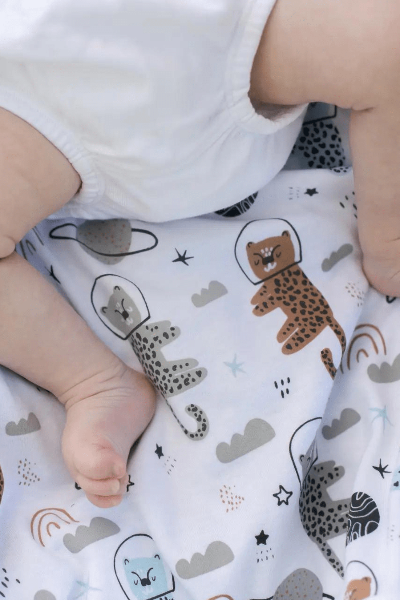 Summerville Organic Astrocat Astrocat - Copertina per neonati con gatti spaziali 80x70cm | Summerville Organic
