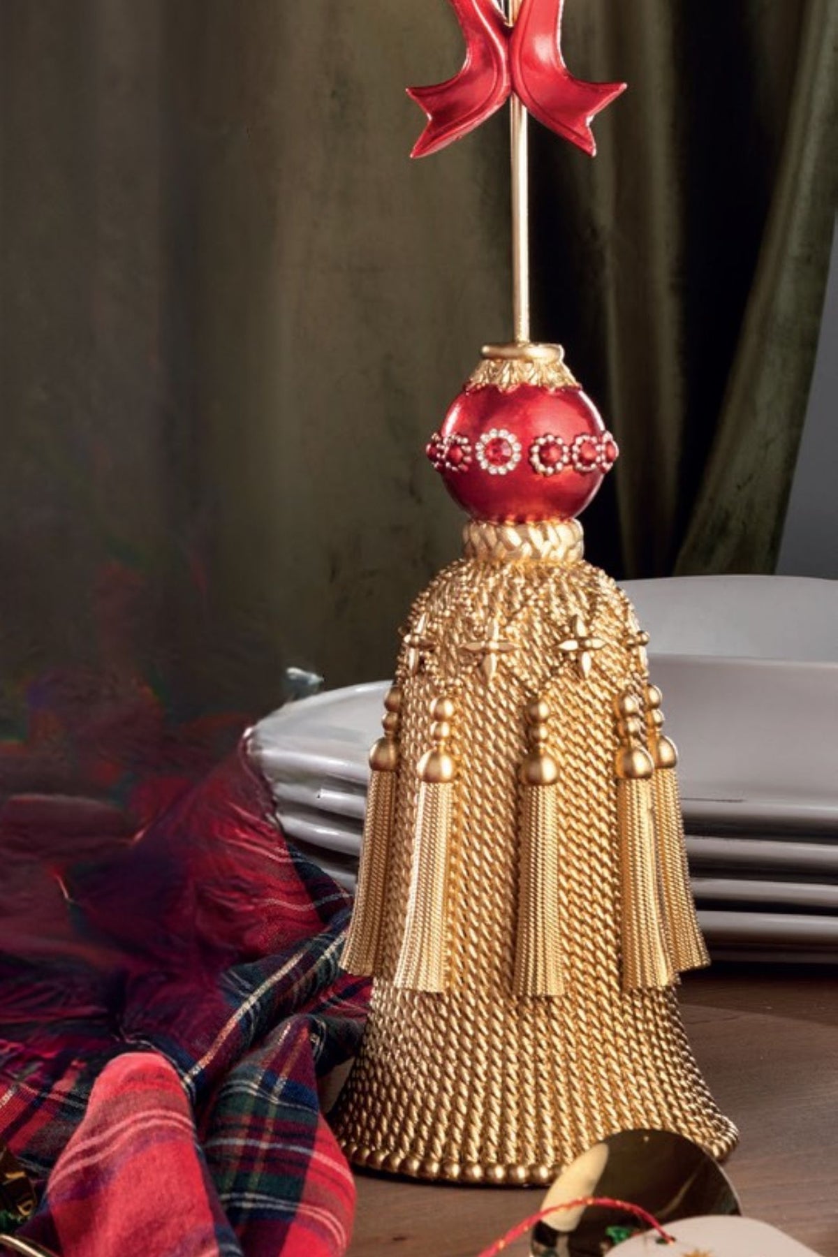 Red&Gold X’Mas Ghirlanda Centrotavola Con Fiocco