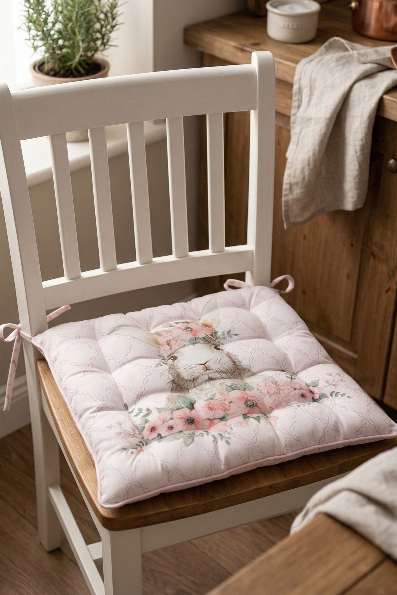 Floral Easter Bunny Cuscino Sedia Polifilled