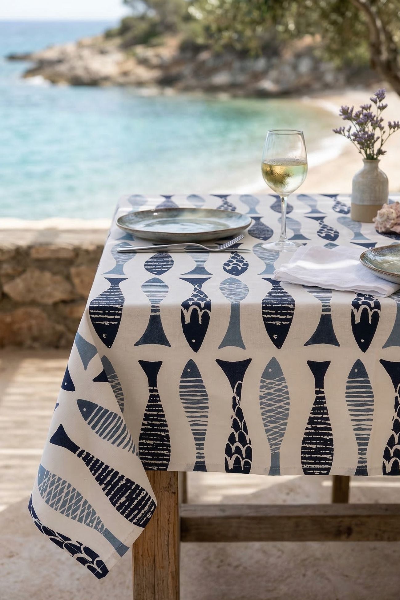 Pesci Tra Le Righe Tovaglia Pesci