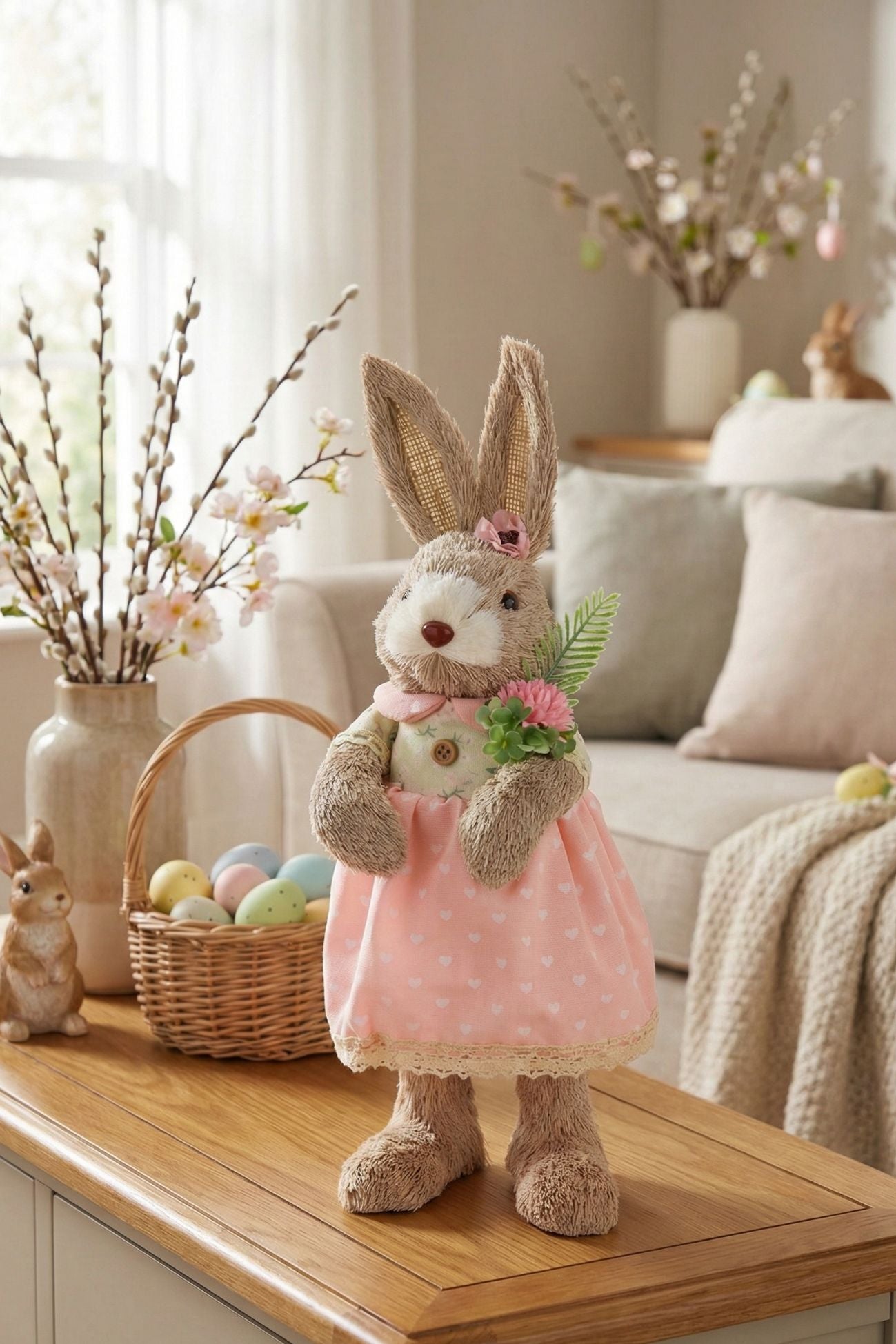 Pepen Coniglio Paglia Fiore Rosa Lei