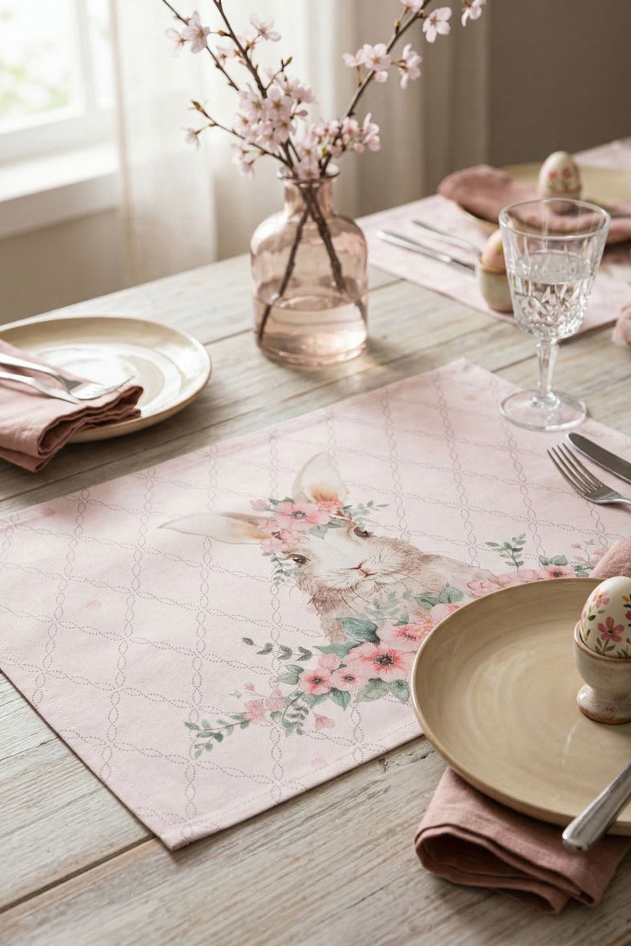 Floral Easter Bunny Tovaglietta Americana