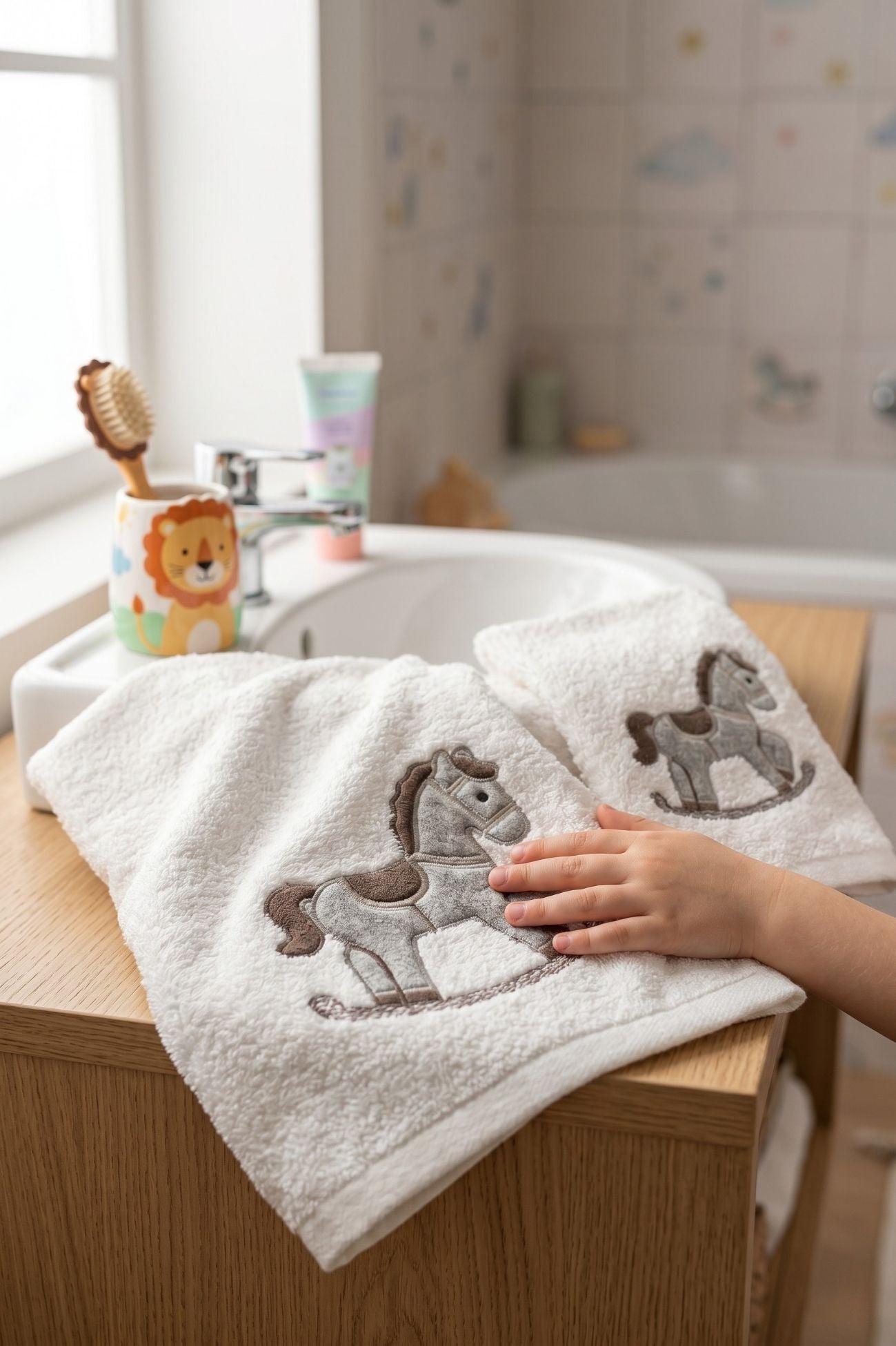 Dondolino Coppia Spugna Ricamata Bianca