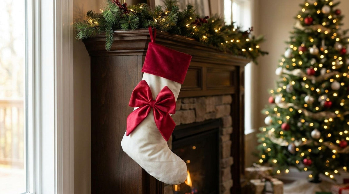 Bow Calza di Natale Panna - Orizzontale