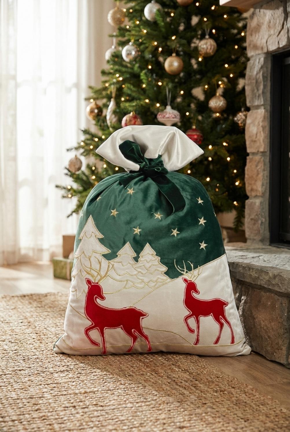 Deer Sacco Ricamato Verde