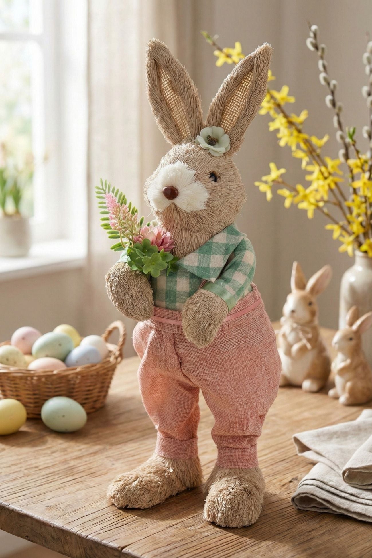 Pepen Coniglio Paglia Fiore Rosa Lui