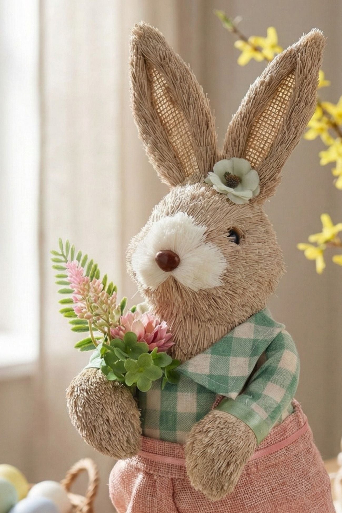 Pepen Coniglio Paglia Fiore Rosa Lui