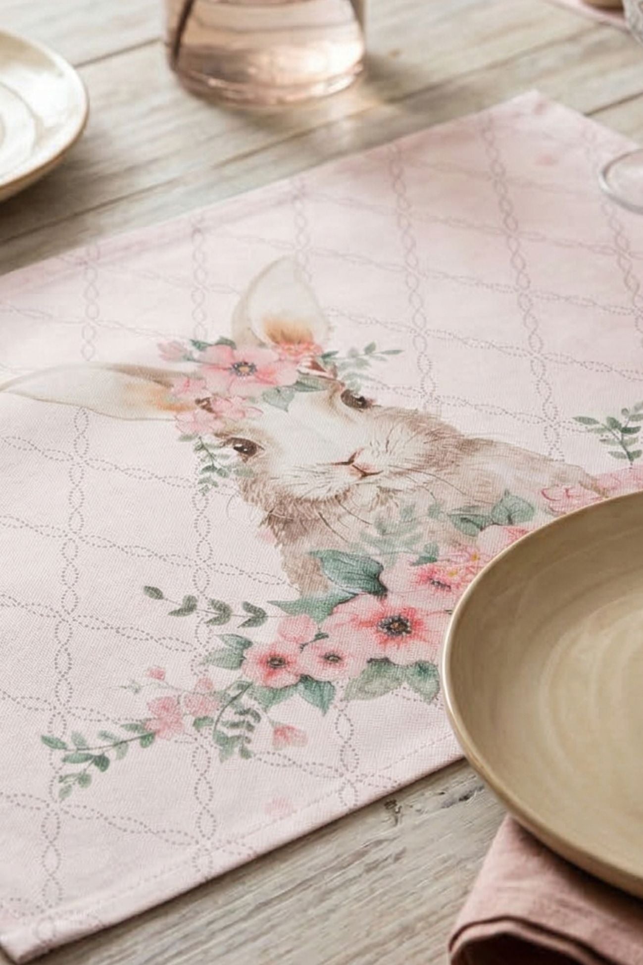 Floral Easter Bunny Tovaglietta Americana