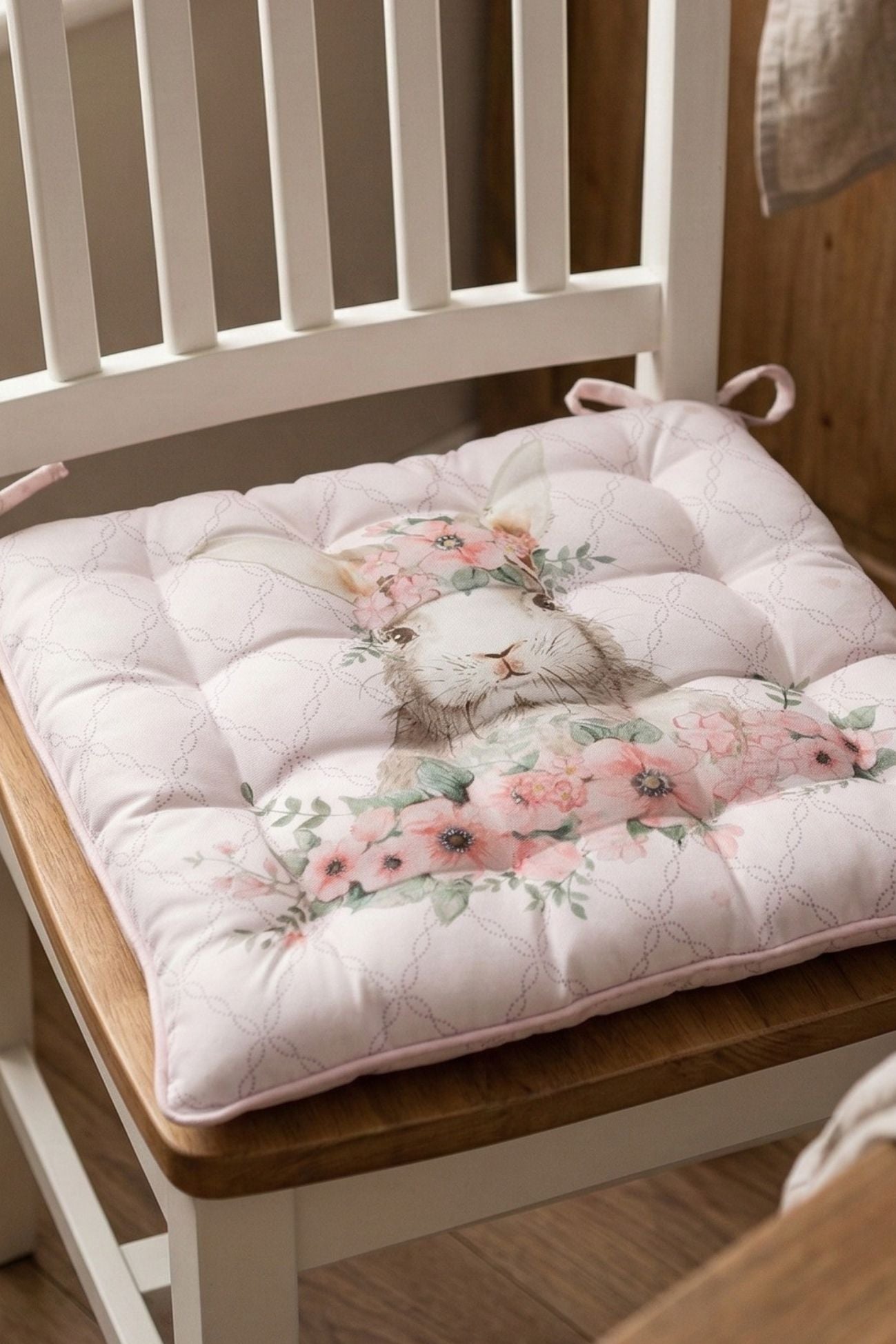 Floral Easter Bunny Cuscino Sedia Polifilled