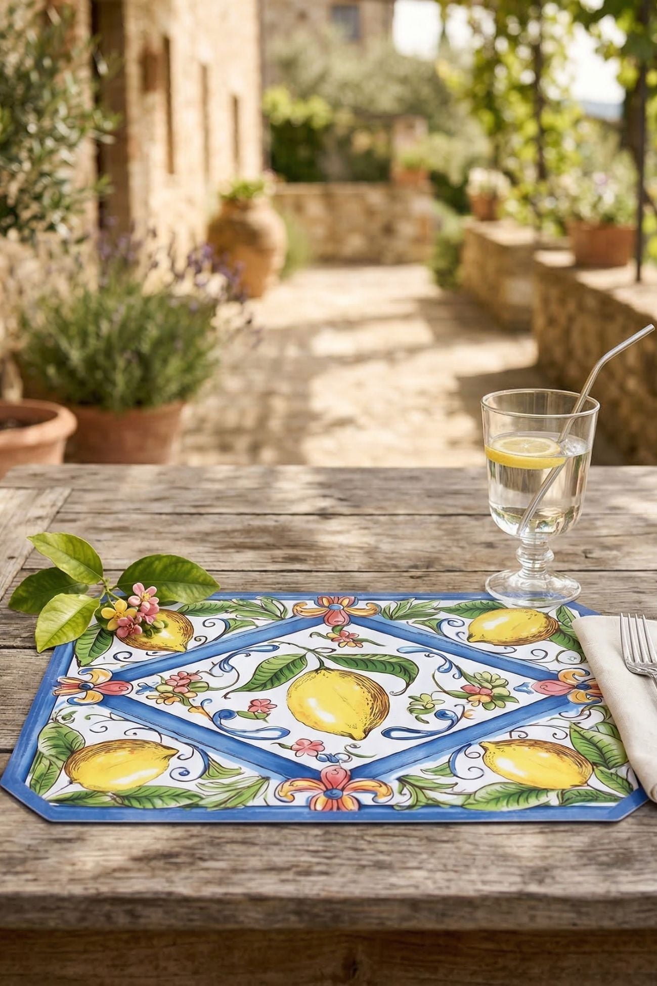 Vietri Tovaglietta Vinile Limoni Blu