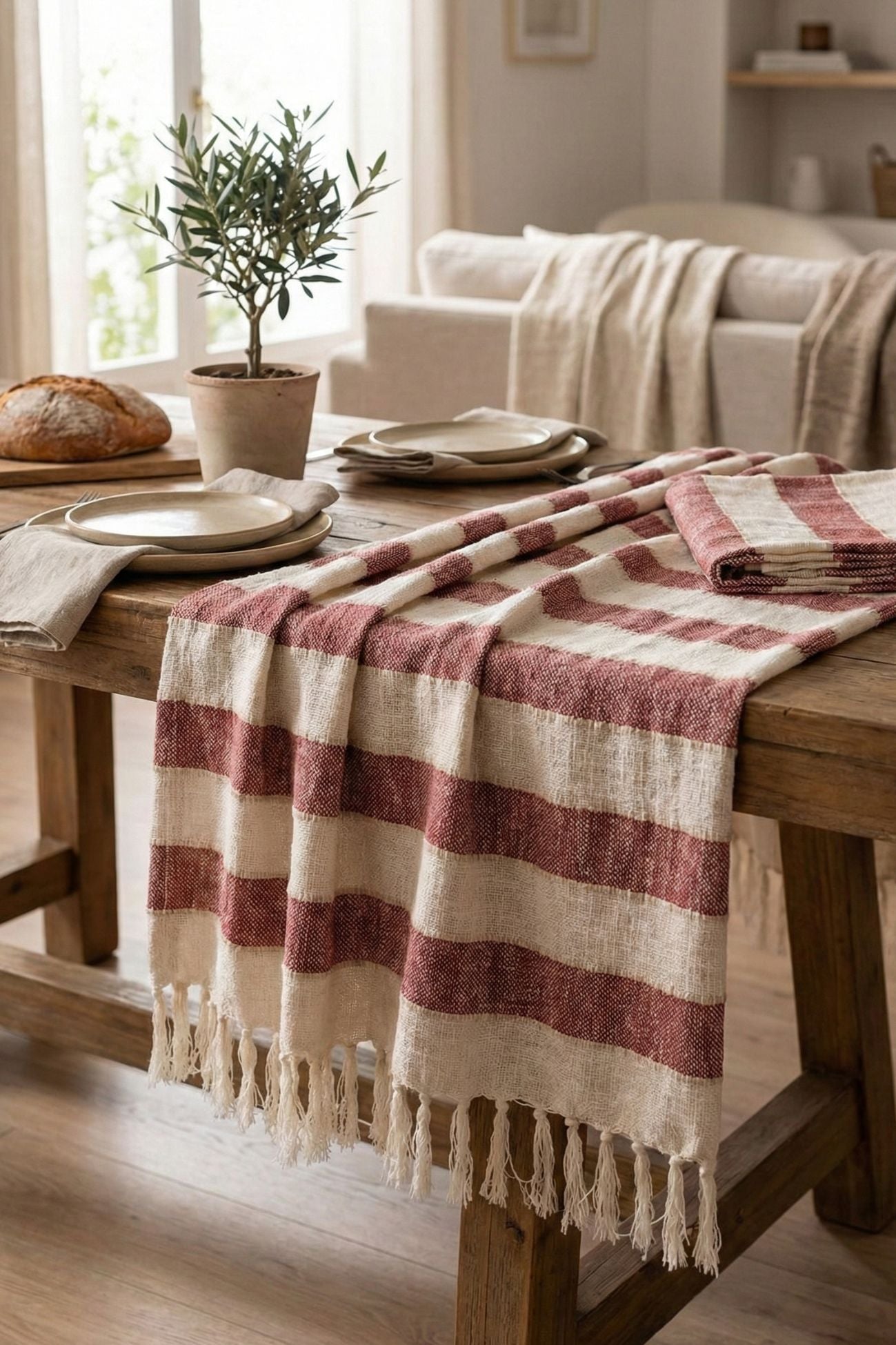 Righe Toscane Copritutto Ruggine