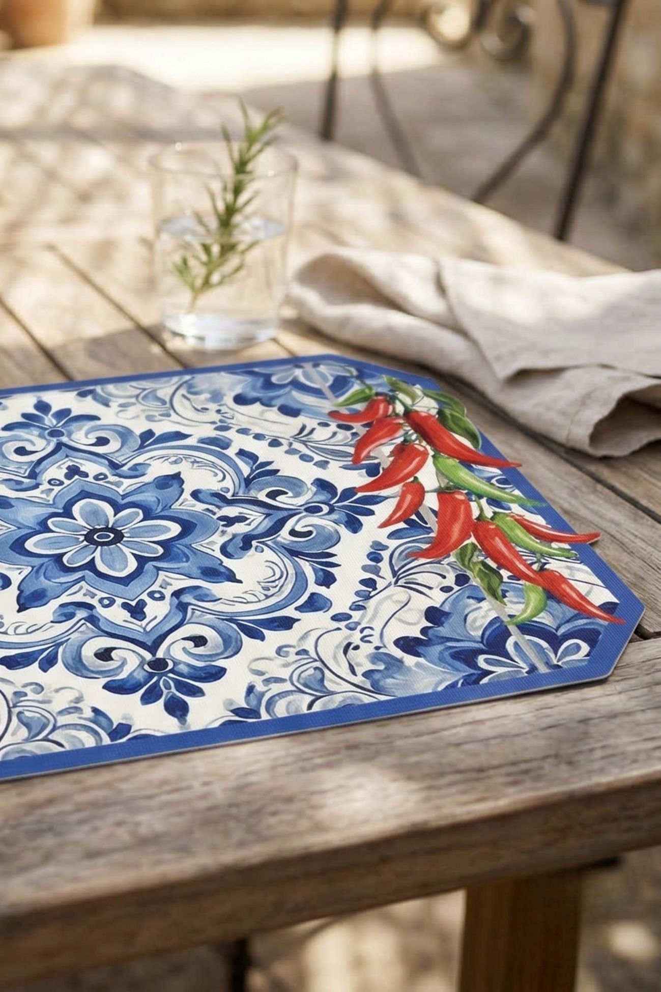 Vietri Tovaglietta Vinile Peperoncini Blu