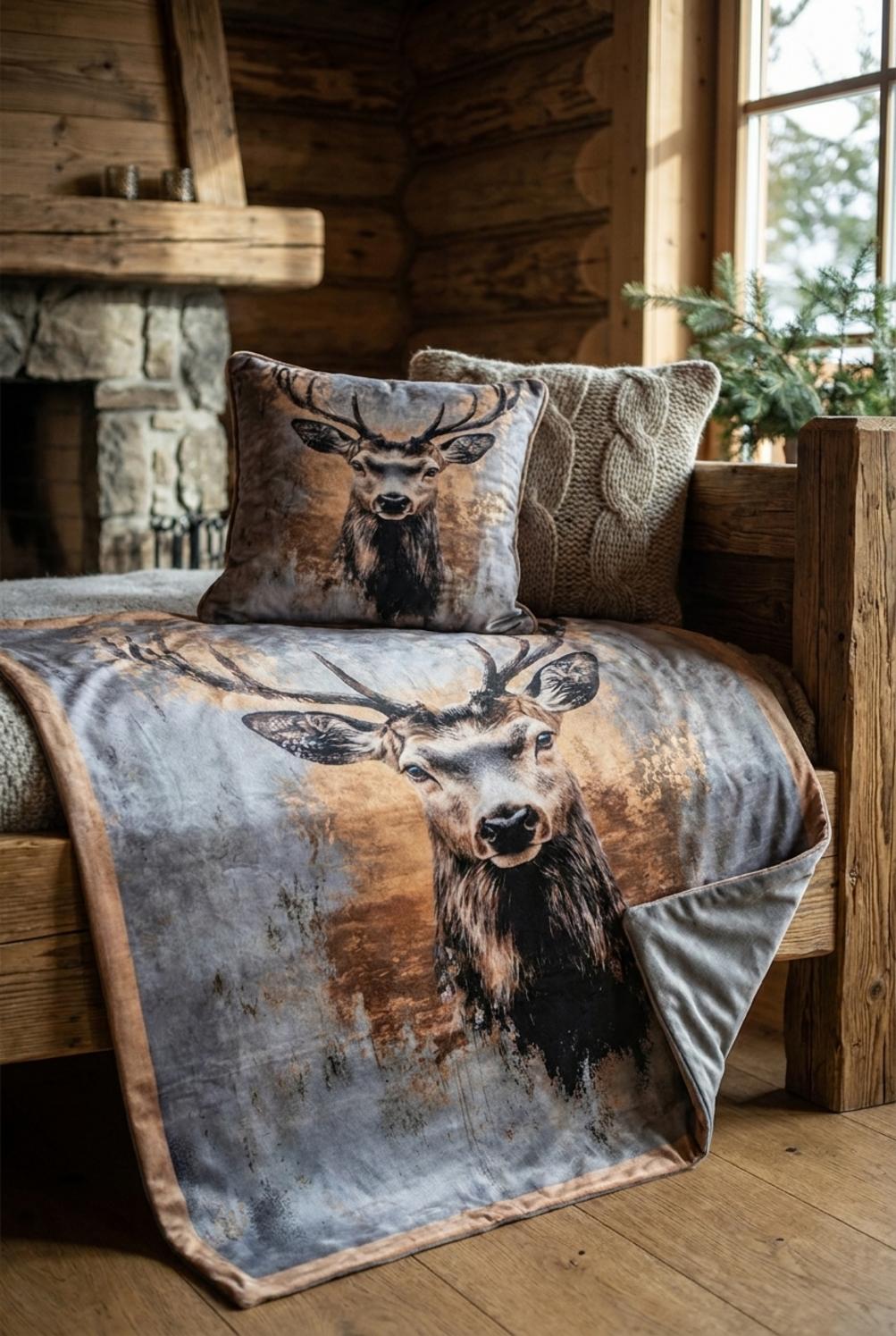 Mountain Federa Cuscino Con Plaid Interno