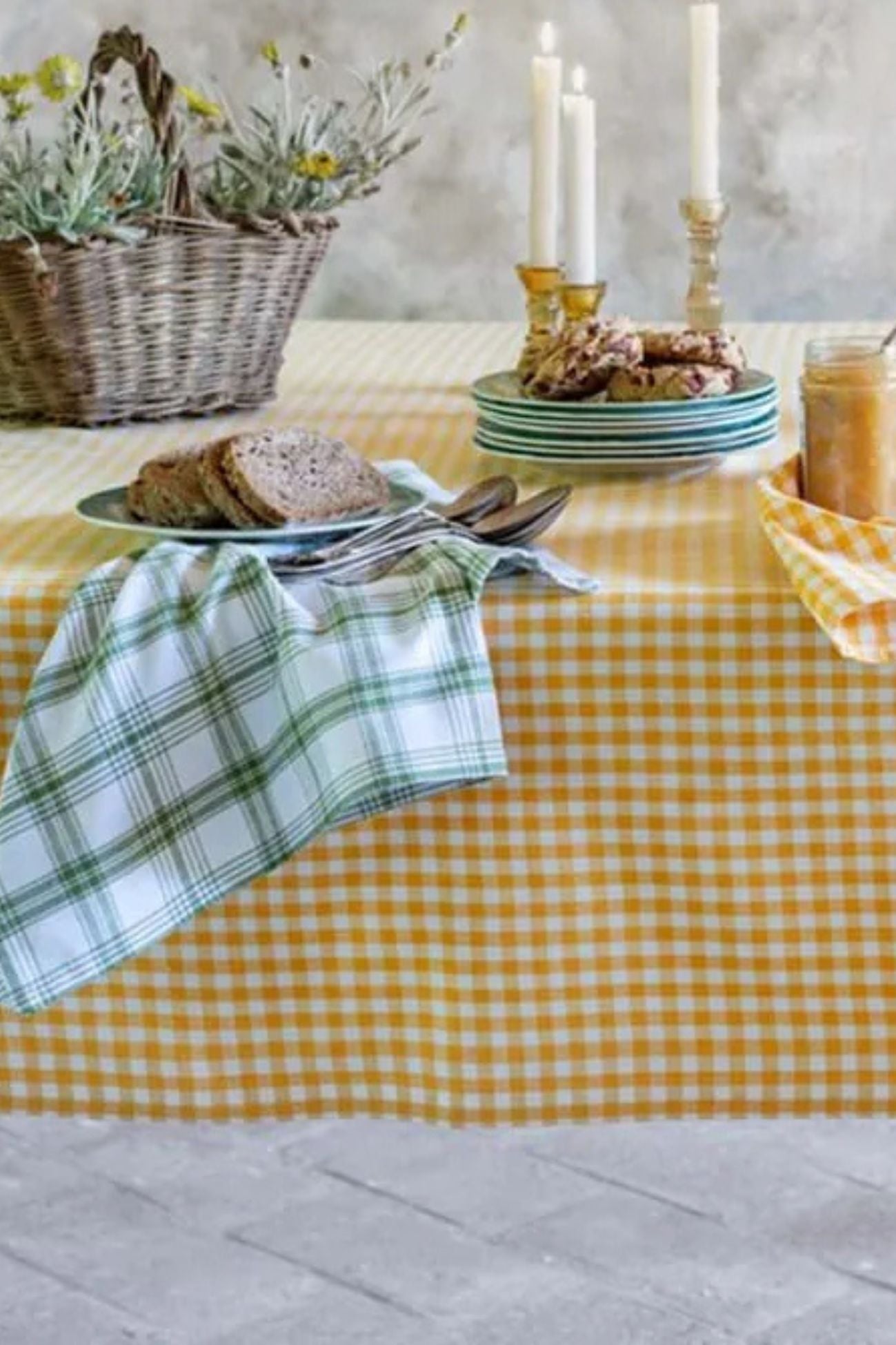 Osteria Chic Tovaglia Quadretti Gialla