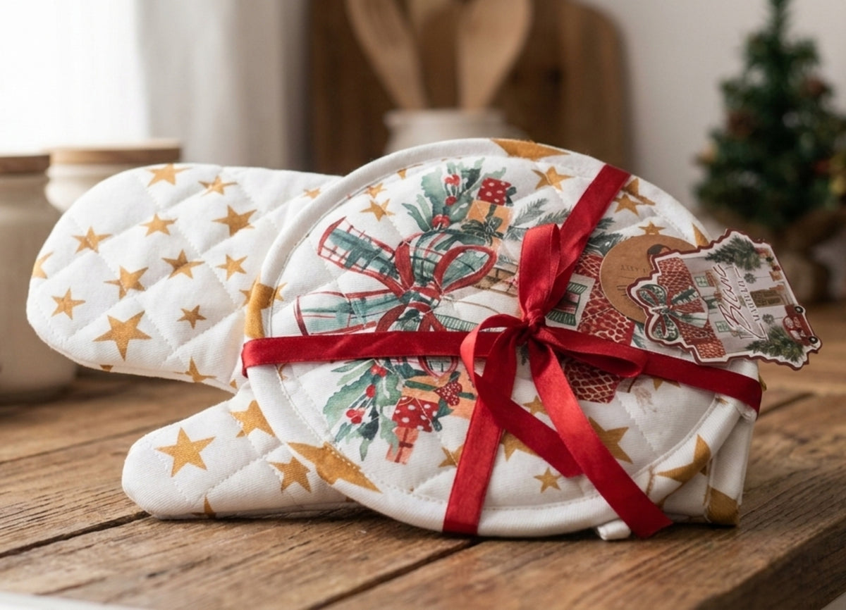 Un Natale Italiano Set Guanto Da Forno E Presina