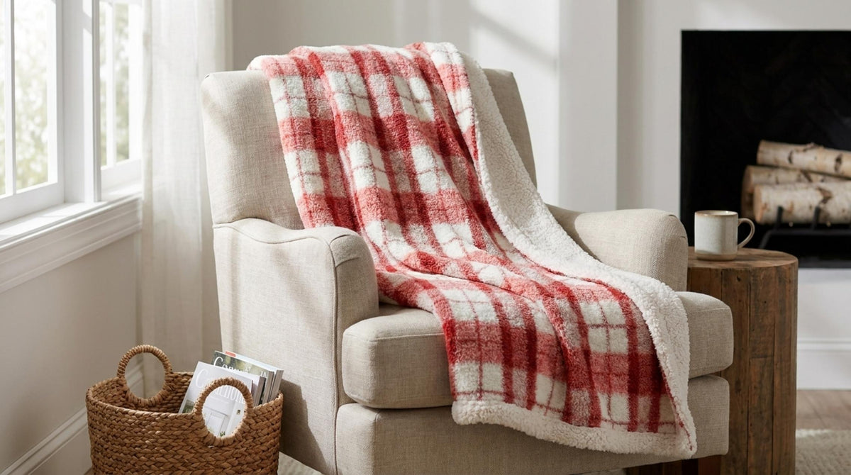 Giardino D'Inverno Plaid Quadri Rosso - Orizzontale