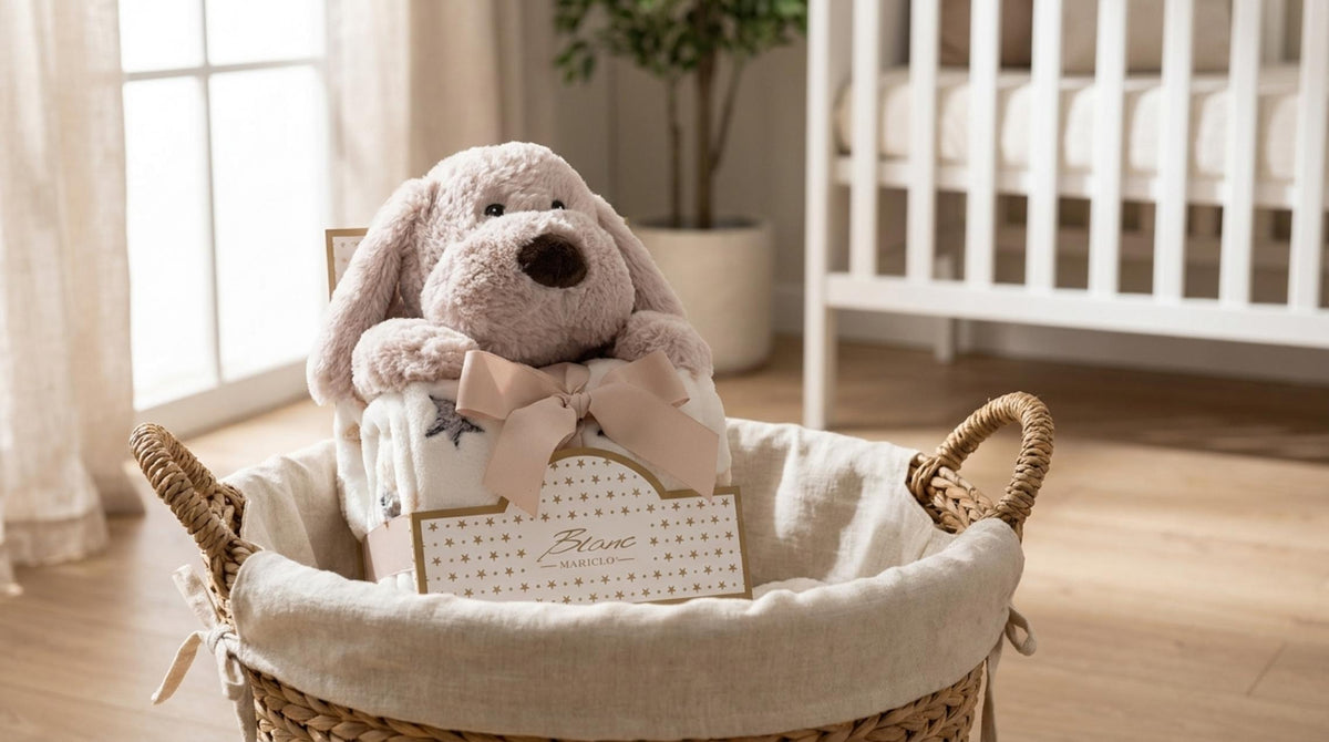 Baby Plaid con Peluche Cane Beige - Orizzontale