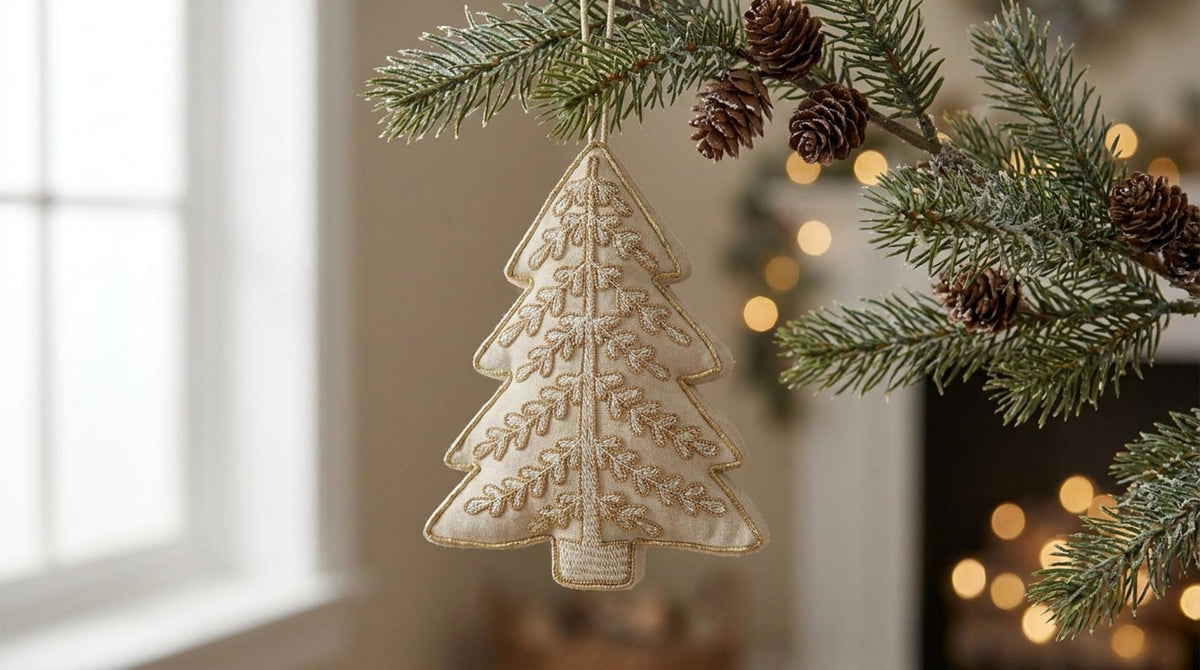 Noel Elegance Cuscino Albero Oro - Orizzontale