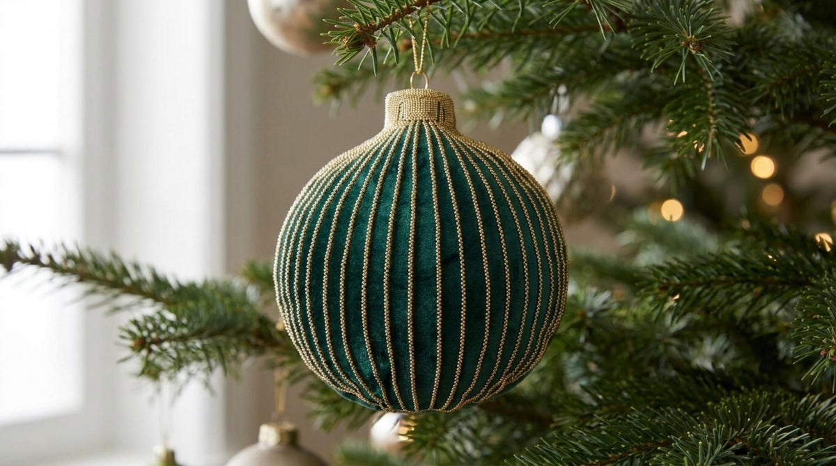 Noel Elegance Cuscino Palla Verde - Orizzontale