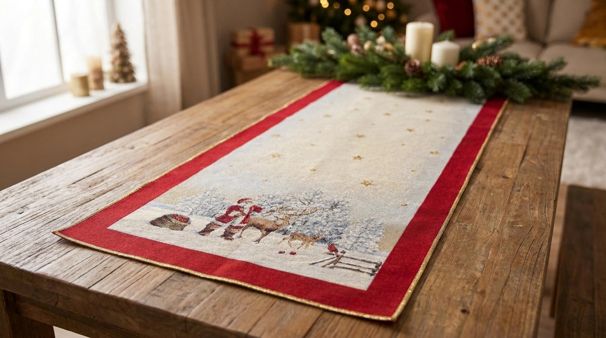 Babbo Natale e il Cervo Runner Gobelin 47x140 - Orizzontale