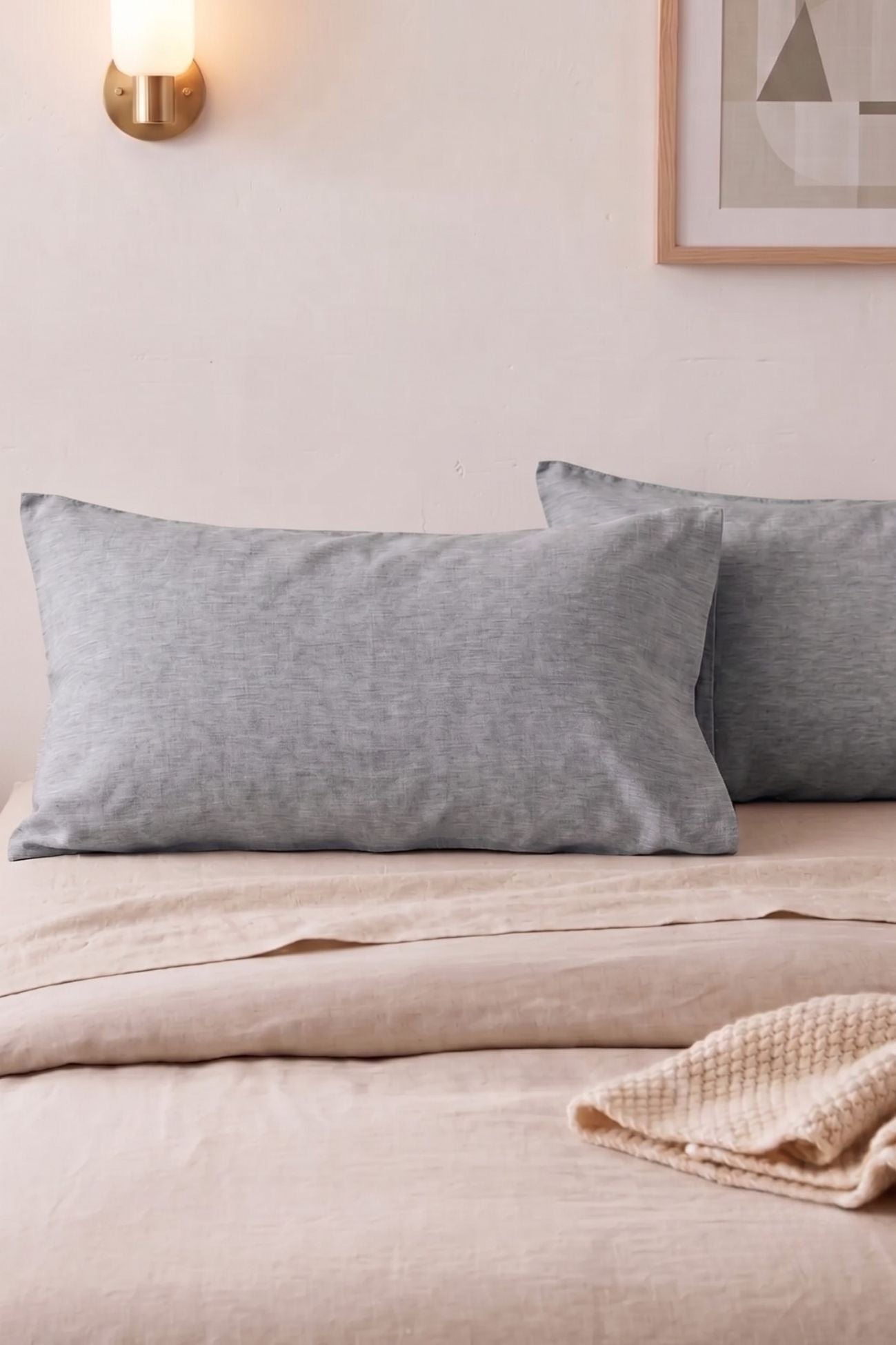 Natura Coppia Federe Chambray Grigio