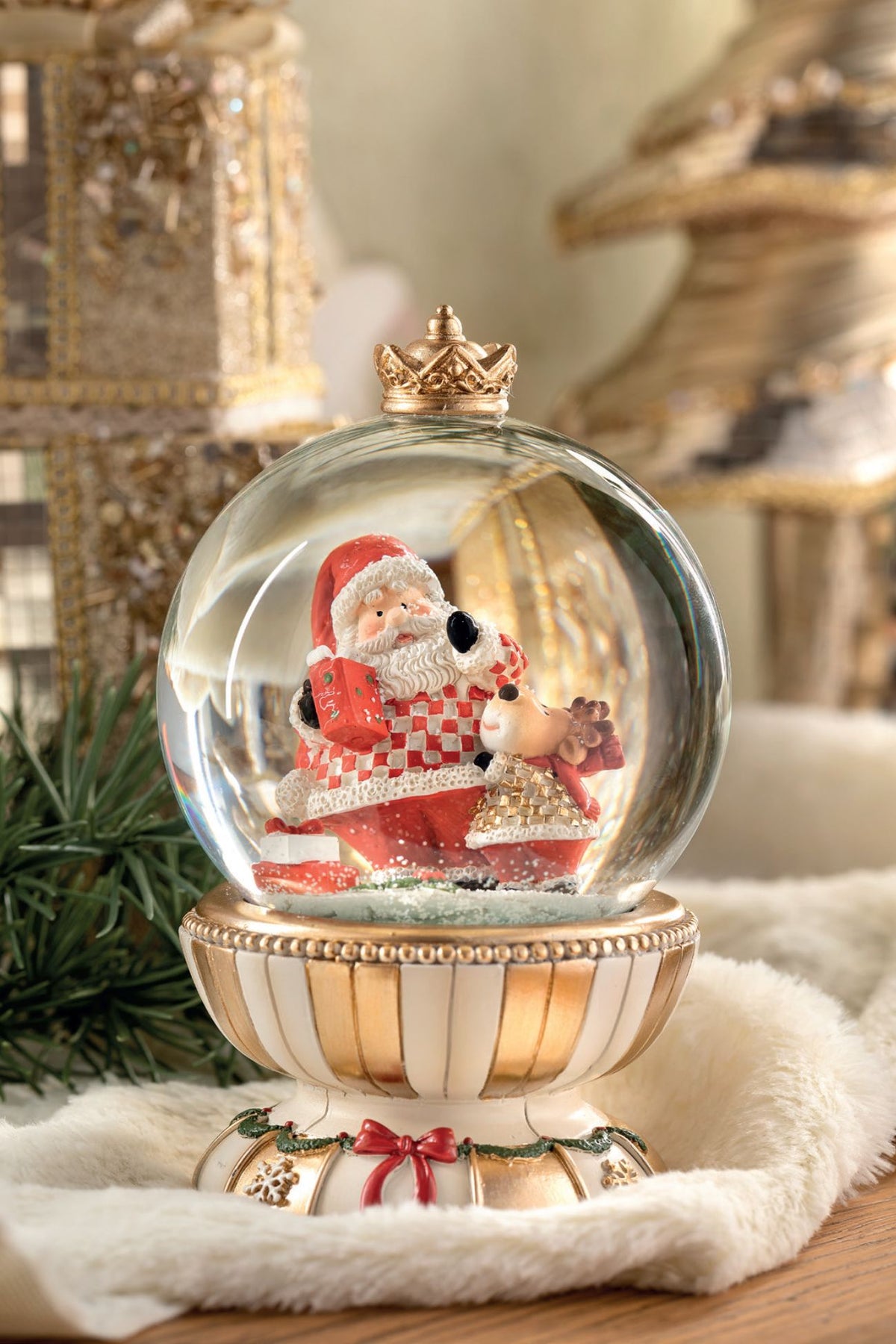Prestige Carillon Palla Di Neve Oro Babbo Natale