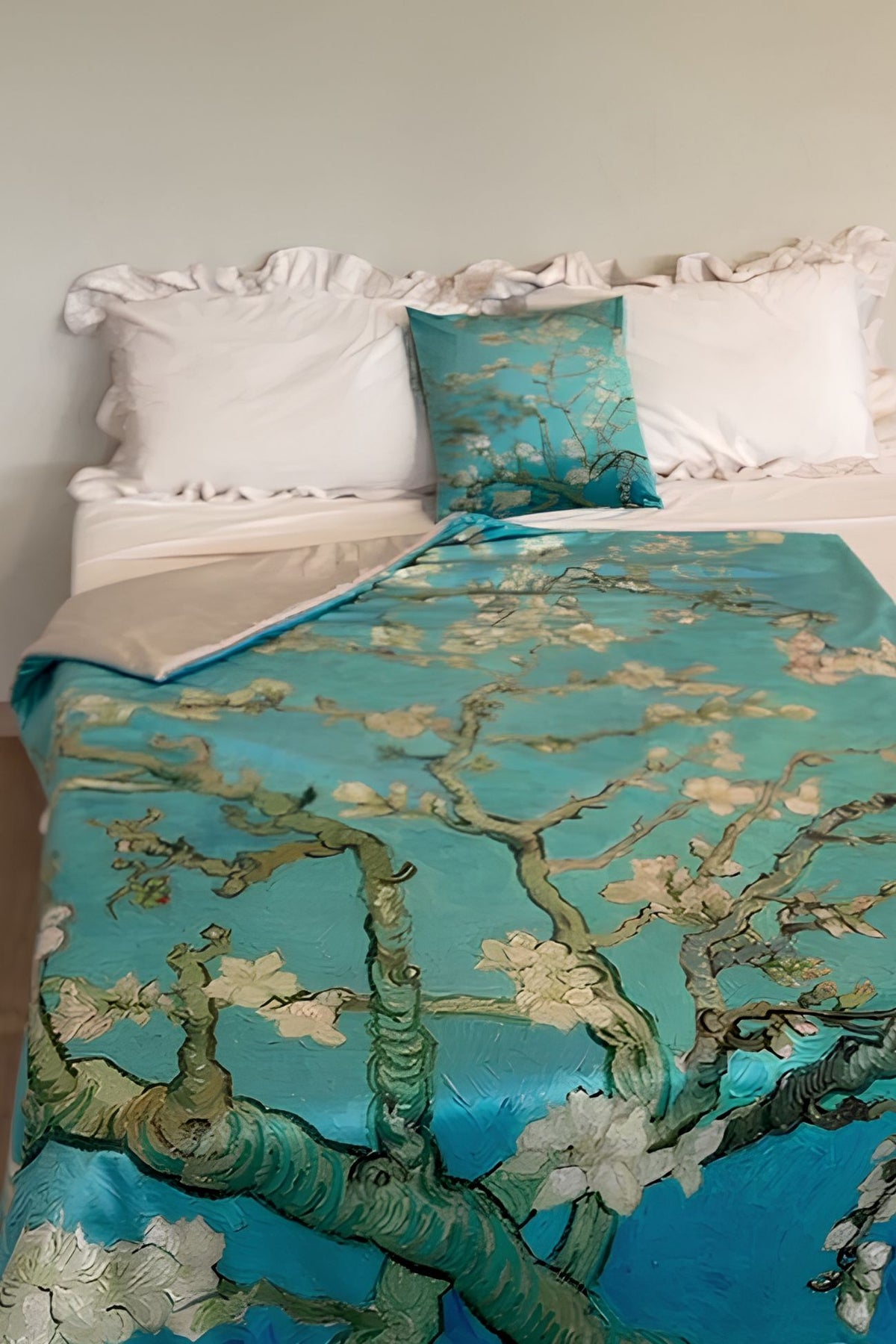 Floral Gogh Federa Cuscino Con Plaid Interno