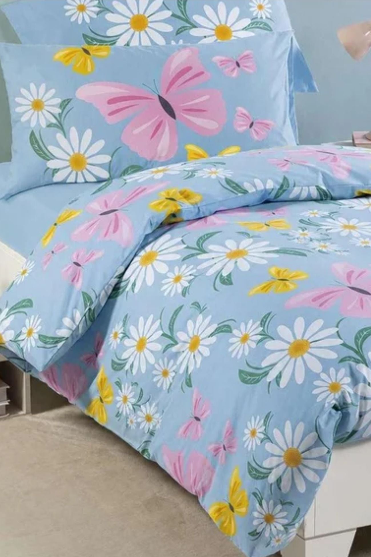Margherite Completo Copripiumino per bambini azzurro