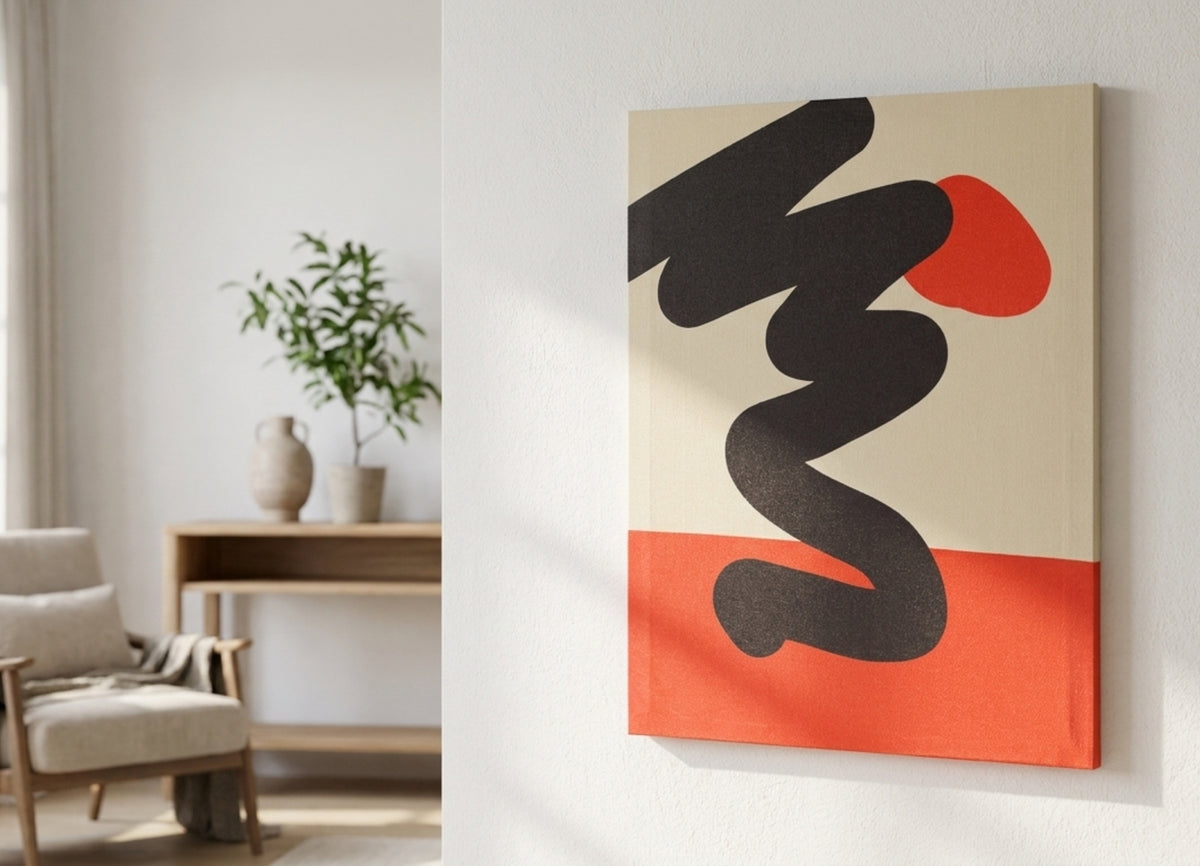 Yawana Stampa Su Tela Canvas Arancione Zigzag