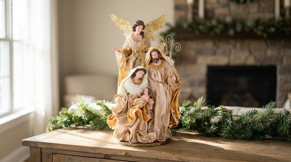 Natività in tessuto e resina - Oro - Orizzontale