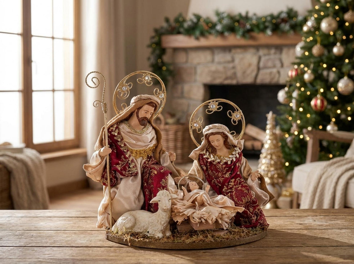 Natività in tessuto e resina - Oro - Orizzontale