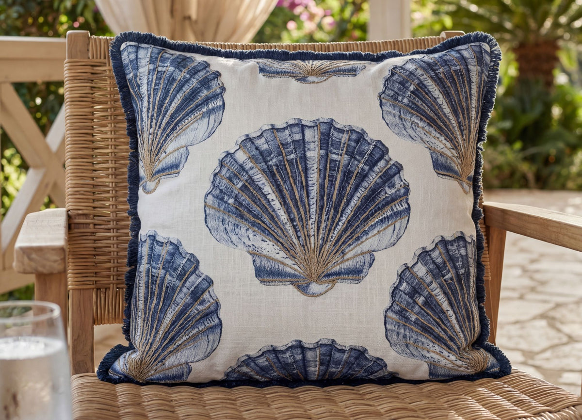 Sardinia Embroidered Shell Cushion
