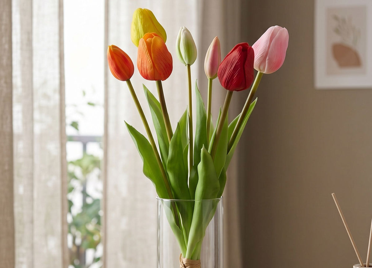 Flowers Bouquet of 7 Colourful Tulips