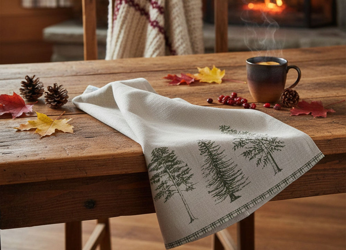 Natural Pine Trees Tea Towel