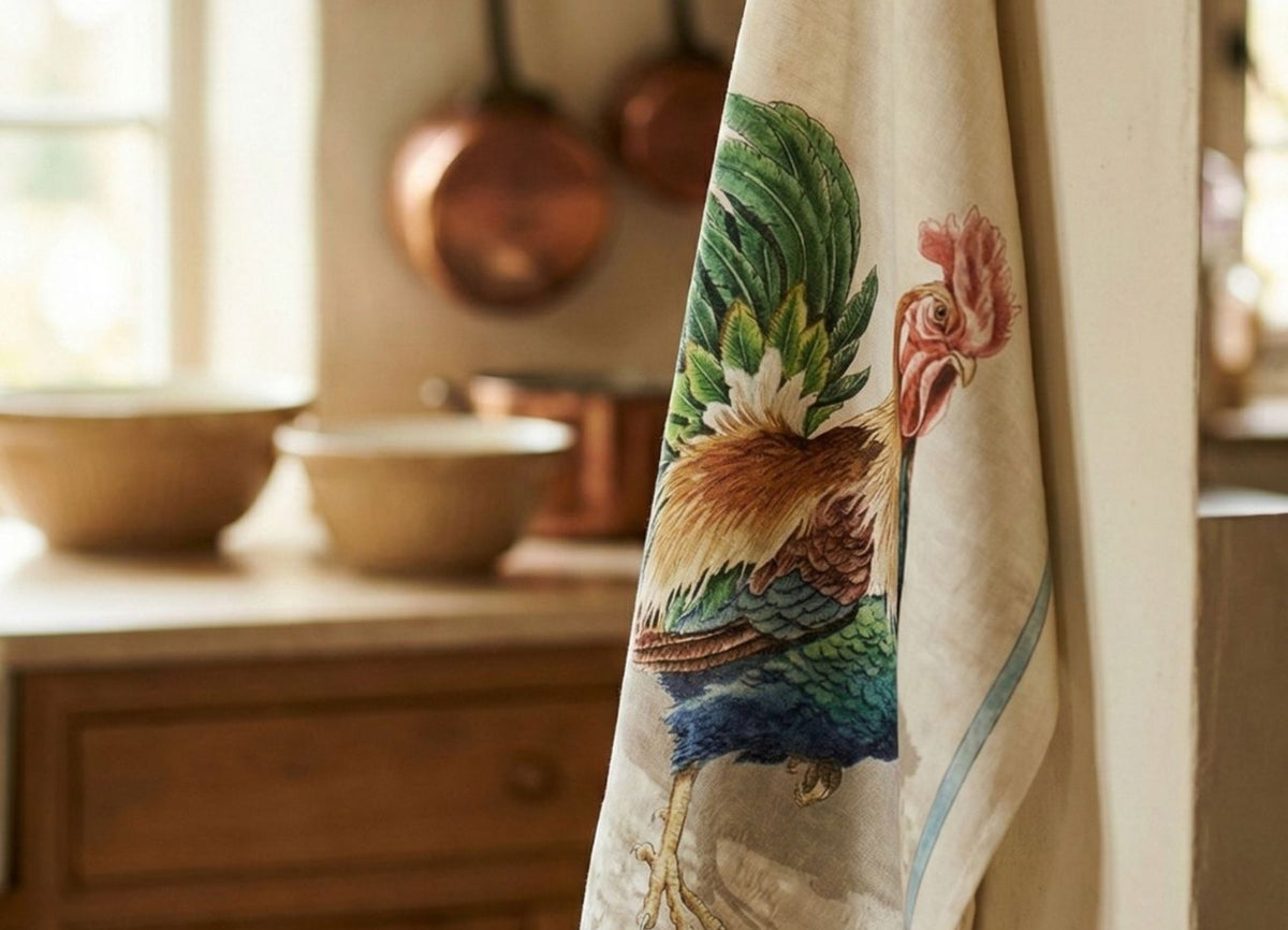 Roosters Brown Tea Towel