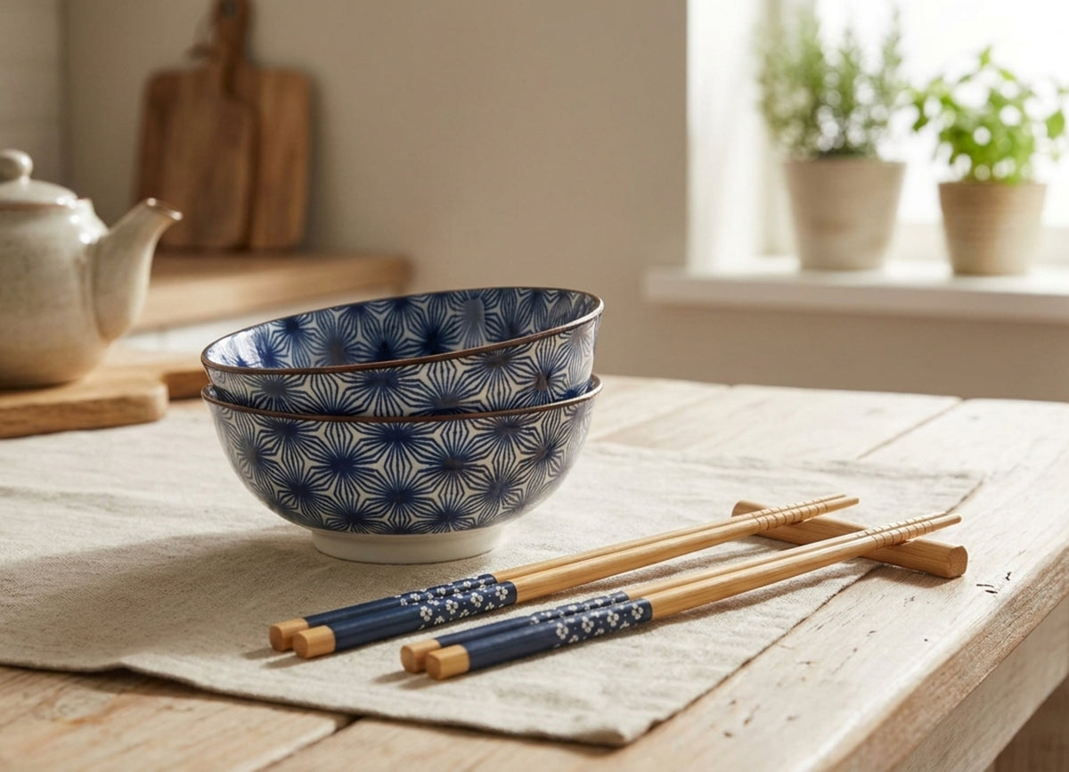 Asuka Set Sushi Con Ciotoline Bianco e blu