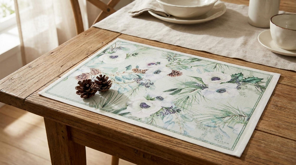 Aura Verde Tovaglietta Vinile Fiori - Orizzontale
